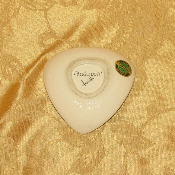 1950's BC Ceramics Dogwood Trinket Pin Dish Signed Herta Cottagecore - Picture 11 of 12
